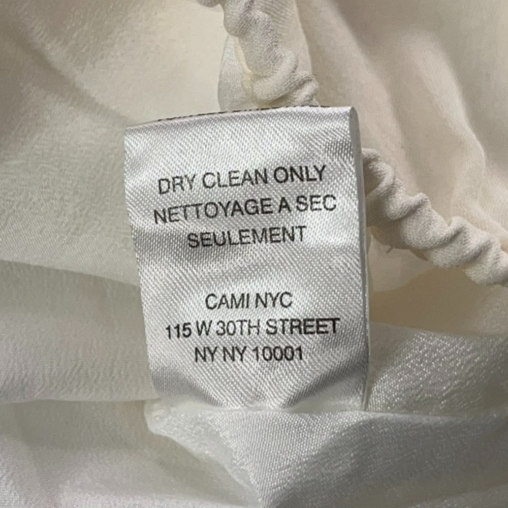 Cami NYC Top Women Medium White 100% Silk Long Sleeve V-Neck Lace Trim NEW - Picture 11 of 15